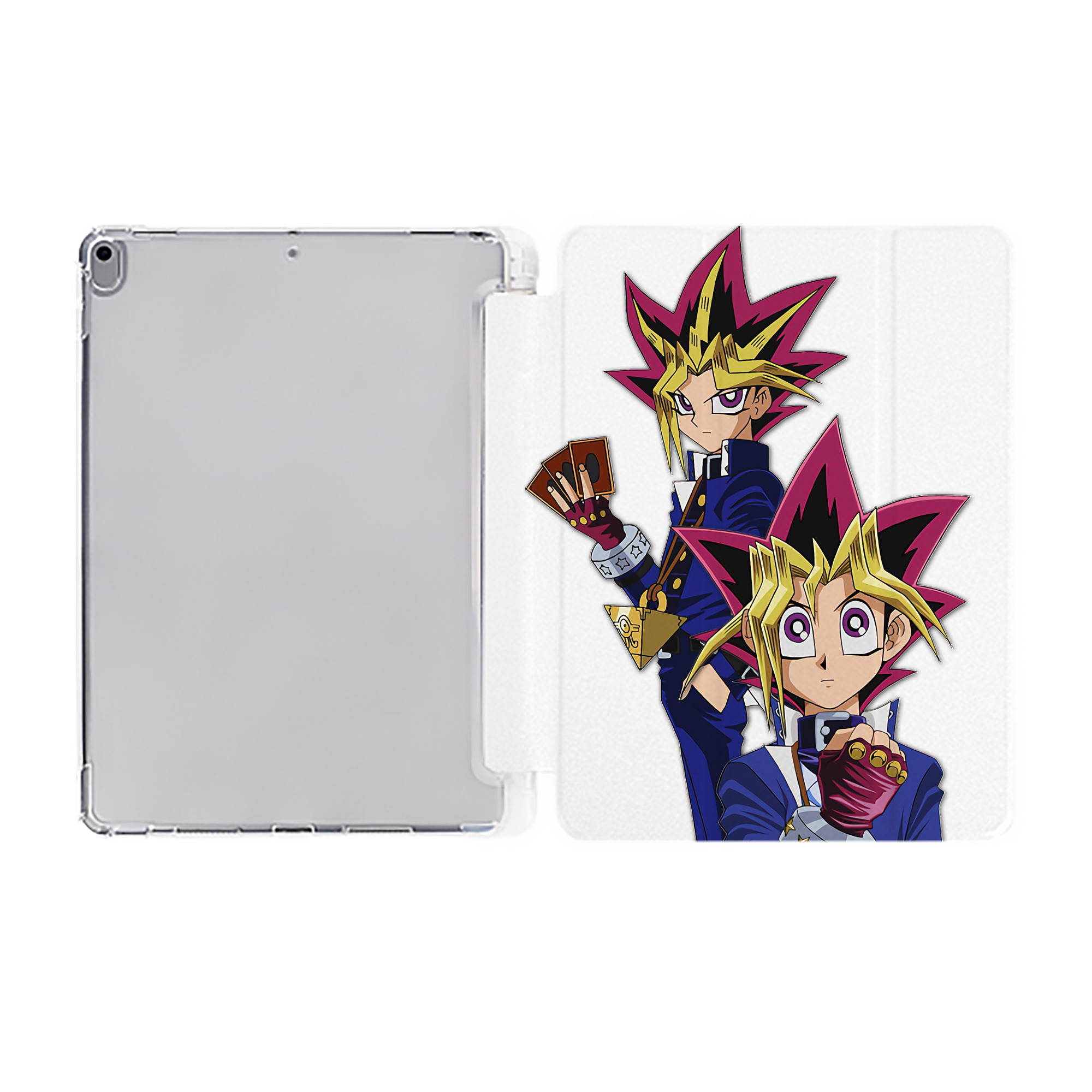 （画像用） 遊☆戯☆王 Yu-Gi-Oh! IPad ケース ペン収納付き 三つ折りスタンド PUレザー×シリコン 対応機種9.5/10.5/10.9インチ
